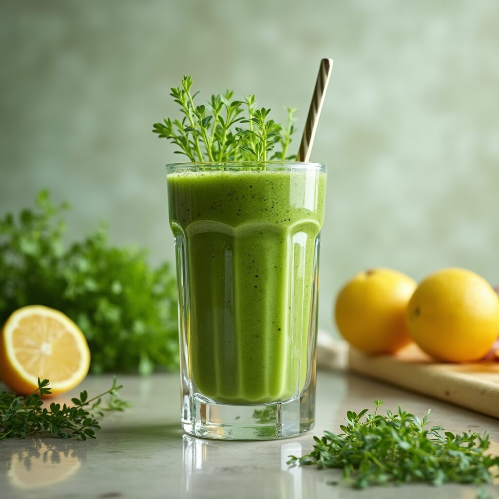 healthy smoothie with microgreens