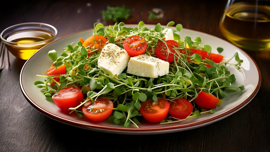 3 quick microgreen salads for lunch.